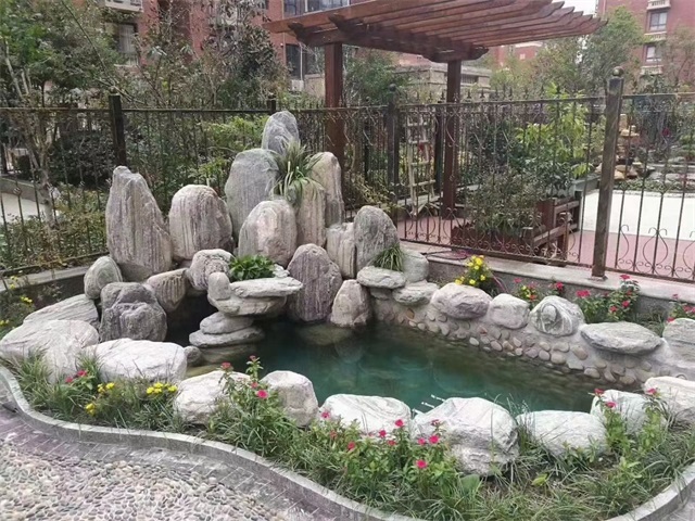 大庆庭院假山鱼池制作视频