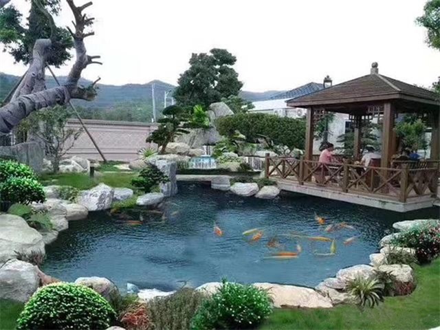 大庆庭院鱼池假山设计