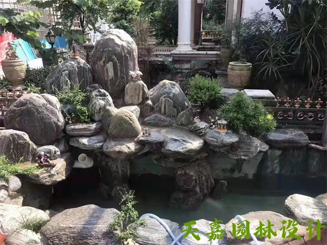 大庆假山流水喷泉鱼池制作