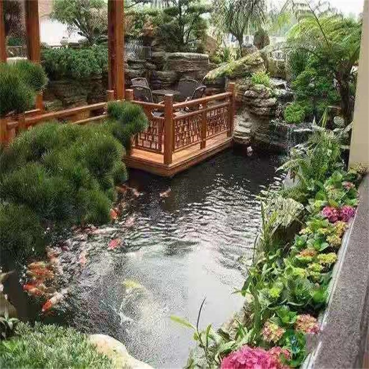 大庆别墅庭院景观设计鱼池